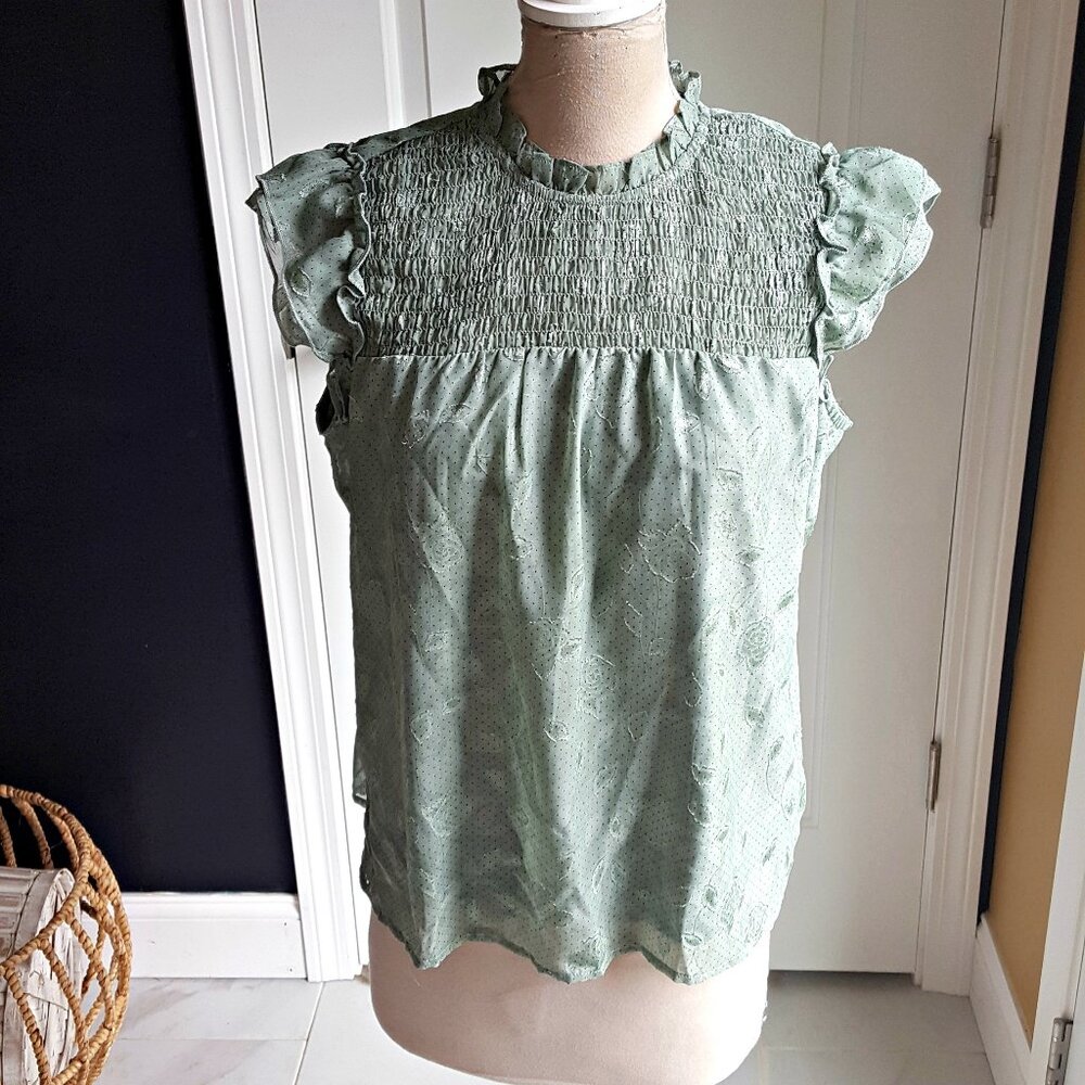 NWT! Romantic SATINY SMOCKED Blouse TOP SZ XL